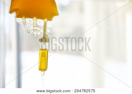 Transfusion Of Fresh Frozen Plazma (ffp), Bag On Stand