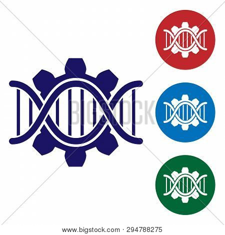 Blue Genetic Engineering Icon Isolated On White Background. Dna Analysis, Genetics Testing, Cloning,
