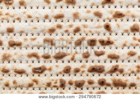 Matzah. Jewish Traditional Passover Bread. Pesach Celebration Symbol. Isolated On White. With Some F