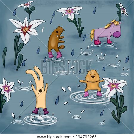 Beasts Dancing In The Rain In Rubber Boots