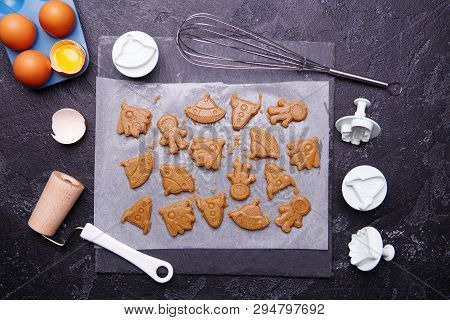 Making Cookies In Form Rocket, Ufo, Alian And Astronaut For World Cosmonautics Day, 12 Apri.