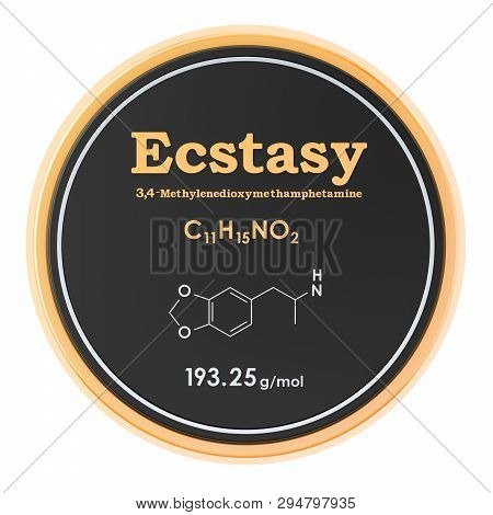 Ecstasy (mdma) Circle Icon, 3d Rendering Isolated On White Background