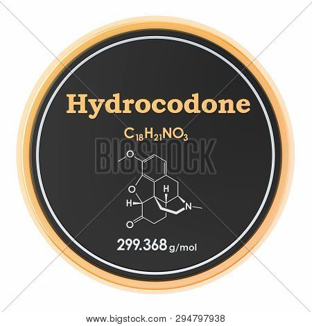 Hydrocodone Circle Icon, 3d Rendering Isolated On White Background
