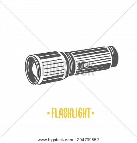 Flashlight Illustration. Vector Logotype Isolated On White Background.