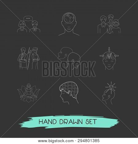 Set Of Anatomy Icons Line Style Symbols With Conflict, Meditation, Success And Other Icons For Your 
