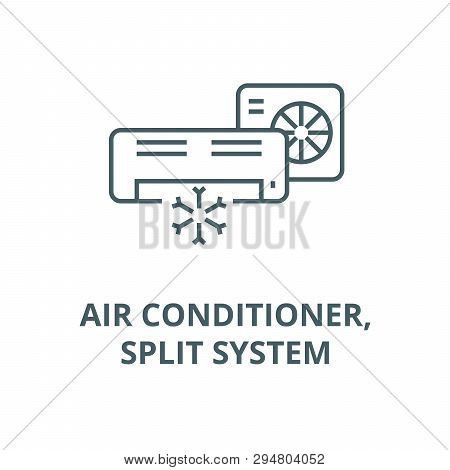 Air Conditioner, Split System Line Icon, Vector. Air Conditioner, Split System Outline Sign, Concept