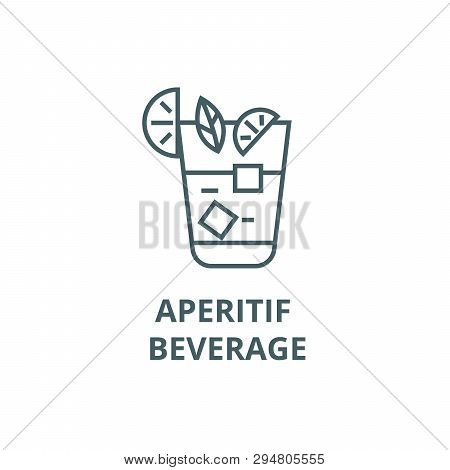 Aperitif, Beverage Line Icon, Vector. Aperitif, Beverage Outline Sign, Concept Symbol, Flat Illustra