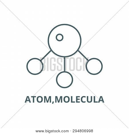 Atom, Molecula Line Icon, Vector. Atom, Molecula Outline Sign, Concept Symbol, Flat Illustration