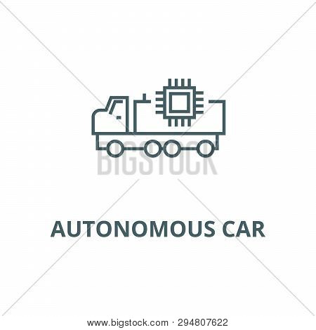 Autonomous Car Line Icon, Vector. Autonomous Car Outline Sign, Concept Symbol, Flat Illustration