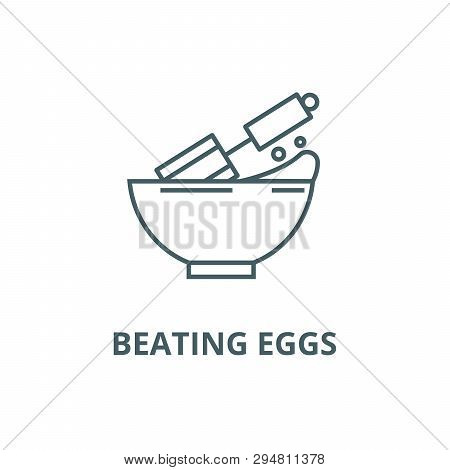 Beating Eggs Line Icon, Vector. Beating Eggs Outline Sign, Concept Symbol, Flat Illustration