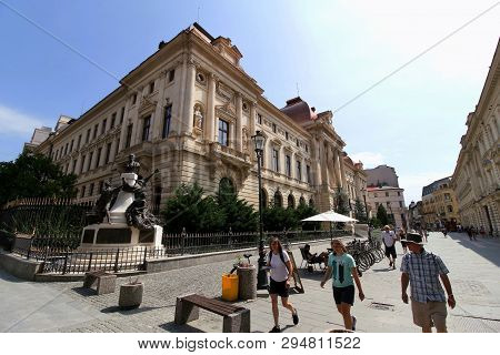 Bucharest, Romania - August 08, 2018: The National Bank Of Romania Headquarters, In This Picture Is 