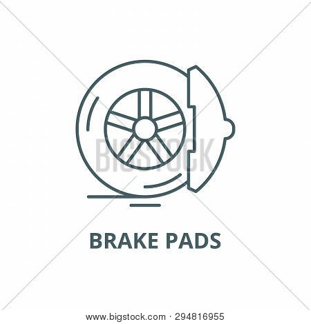 Brake Pads Line Icon, Vector. Brake Pads Outline Sign, Concept Symbol, Flat Illustration