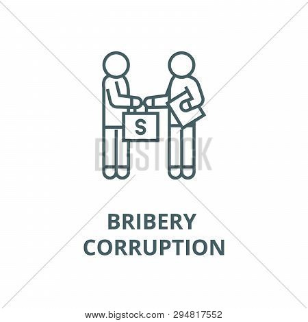 Bribery And Corruption, Man Giving Money Line Icon, Vector. Bribery And Corruption, Man Giving Money