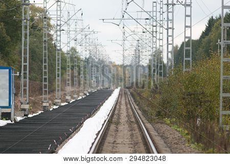 Railroad Under Construction.railway Track Preparation For Modernization, Construction Of A New Railw