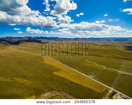 Blue Sky And White Clouds In Gannan, Gansu, China