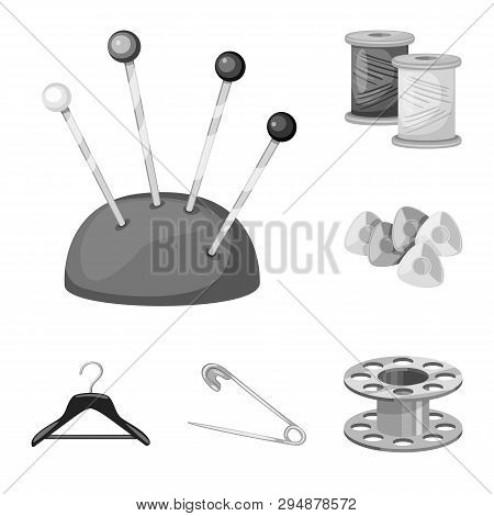 Vector Illustration Of Dressmaking And Textile Logo. Set Of Dressmaking And Handcraft Stock Vector I