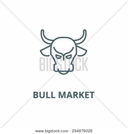Bull Market, Stock Market, Bullish Line Icon, Vector. Bull Market, Stock Market, Bullish Outline Sig