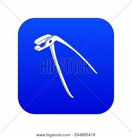 Medical Pliers Icon Blue Vector Isolated On White Background