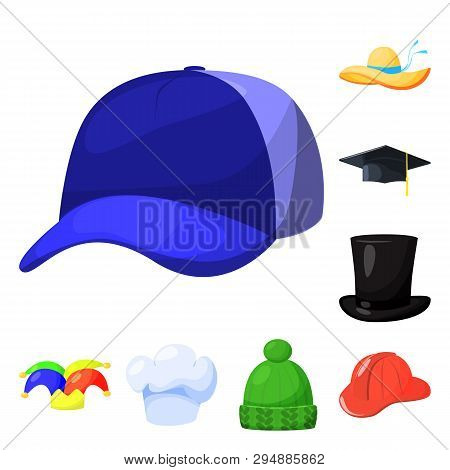Vector Design Of Headgear And Napper Sign. Collection Of Headgear And Helmet Stock Symbol For Web.