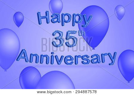 Greeting Card In Blue Hues To Celebrate The Fiftieth Anniversary Of Any Occasion With Balloon-shaped
