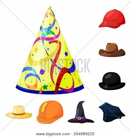 Vector Illustration Of Headgear And Napper Logo. Set Of Headgear And Helmet Stock Symbol For Web.