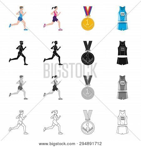 Vector Illustration Of Sport  And Winner Logo. Set Of Sport  And Fitness  Stock Vector Illustration.