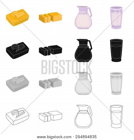 Vector Illustration Of Creamy And Product Logo. Set Of Creamy And Farm Stock Vector Illustration.