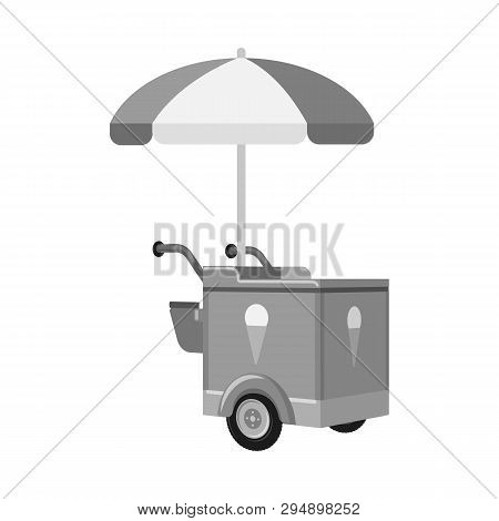Isolated Object Of Cart And Parasol Symbol. Collection Of Cart And Sunshade Vector Icon For Stock.