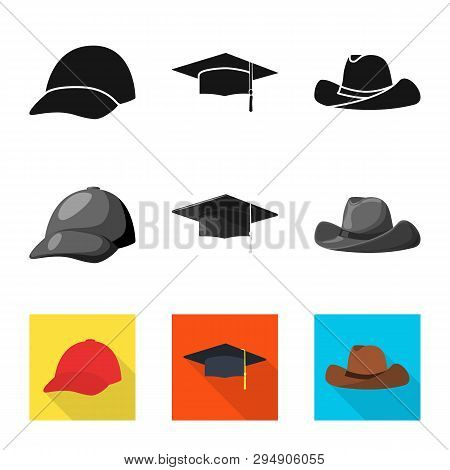 Vector Design Of Clothing And Cap Sign. Set Of Clothing And Beret Stock Vector Illustration.