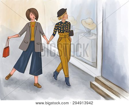 Yang Girlfriends Are Shopping In The Summer