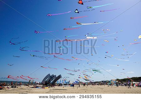 Cervia, Italy - May 1: Sky Full Of Kites For International Kite Festival On May 1, 2010 In Cervia, I