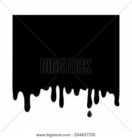 Black Square Banner, Paint Dripping. Template Background Flowing Down. Easy Edit Color. Vector Illus