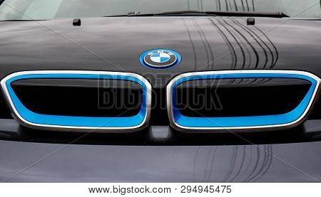 Miercurea Ciuc, Romania- 12 April 2019: Front View Of The New Bmw I3 Ecofriendly Car.