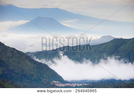 Sunrise With Mist In The Valleys At Mount Bromo, East Java, Indonesia