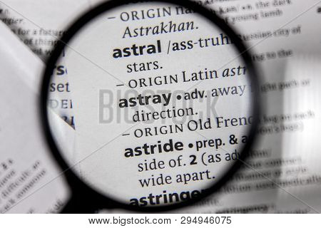 The Word Or Phrase Astray In A Dictionary Book.