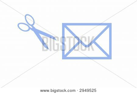 Enveloppe et ciseaux