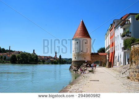 Passau, Bavaria, Germany - June 08, 2014: The View Of The Historical Center Of Passau