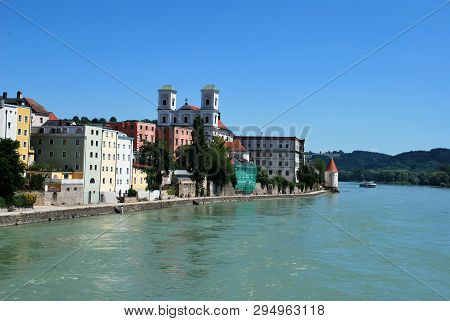Passau, Bavaria, Germany - June 09, 2014: The View Of The Historical Center Of Passau
