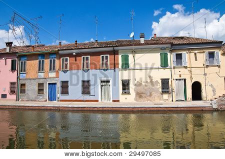 Vista de Comacchio. Emilia-Romagna. Itália.