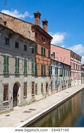 Vista de Comacchio. Emilia-Romagna. Itália.