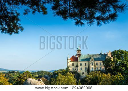 Hruba Skala, Czech Republic - September 18, 2012: View Of Hruba Skala Castle On A Clear Beautiful Da