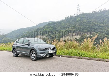 Hong Kong, China March 15, 2019 : Volkswagen Tiguan Allspace Interior March 15 2019 in Hong Kong.
