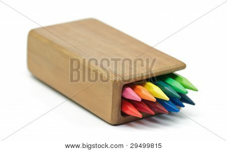 Rainbow Colored pencils in wooden case