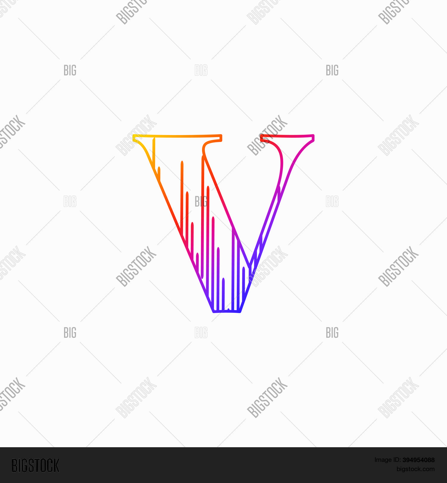 V Letter Striped Vector & Photo (Free Trial) | Bigstock