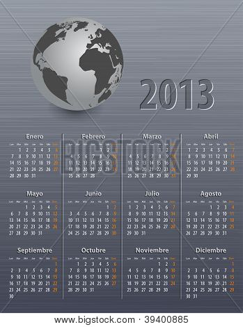 Kalender For 2013 på spansk med Globe