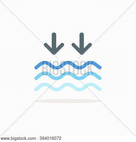 Low Tide. Color Icon With Shadow. Weather Glyph Vector Illustration