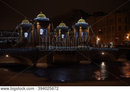 Lomonosov Bridge - A Bridge Across The Fontanka River In The Central District Of St. Petersburg, Wit