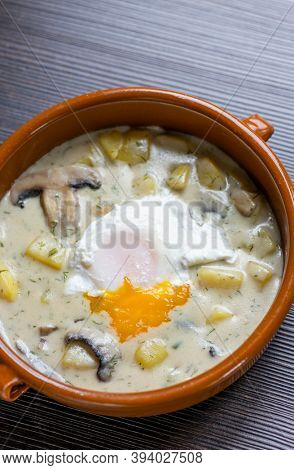 dill soup with poached egg