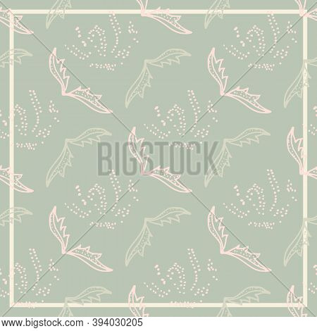 Mockup For Decorating A Ribbon On Social Networks. Background In Pastel Colors With Flowers. Vector 