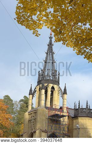 Russia, St. Petersburg 24,10,2019 Church Of Peter And Paul In Pargolovo